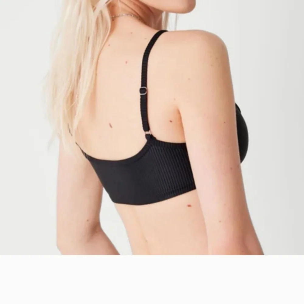 Frankie's Bikinis Black Ribbed Scoop Bikini Top